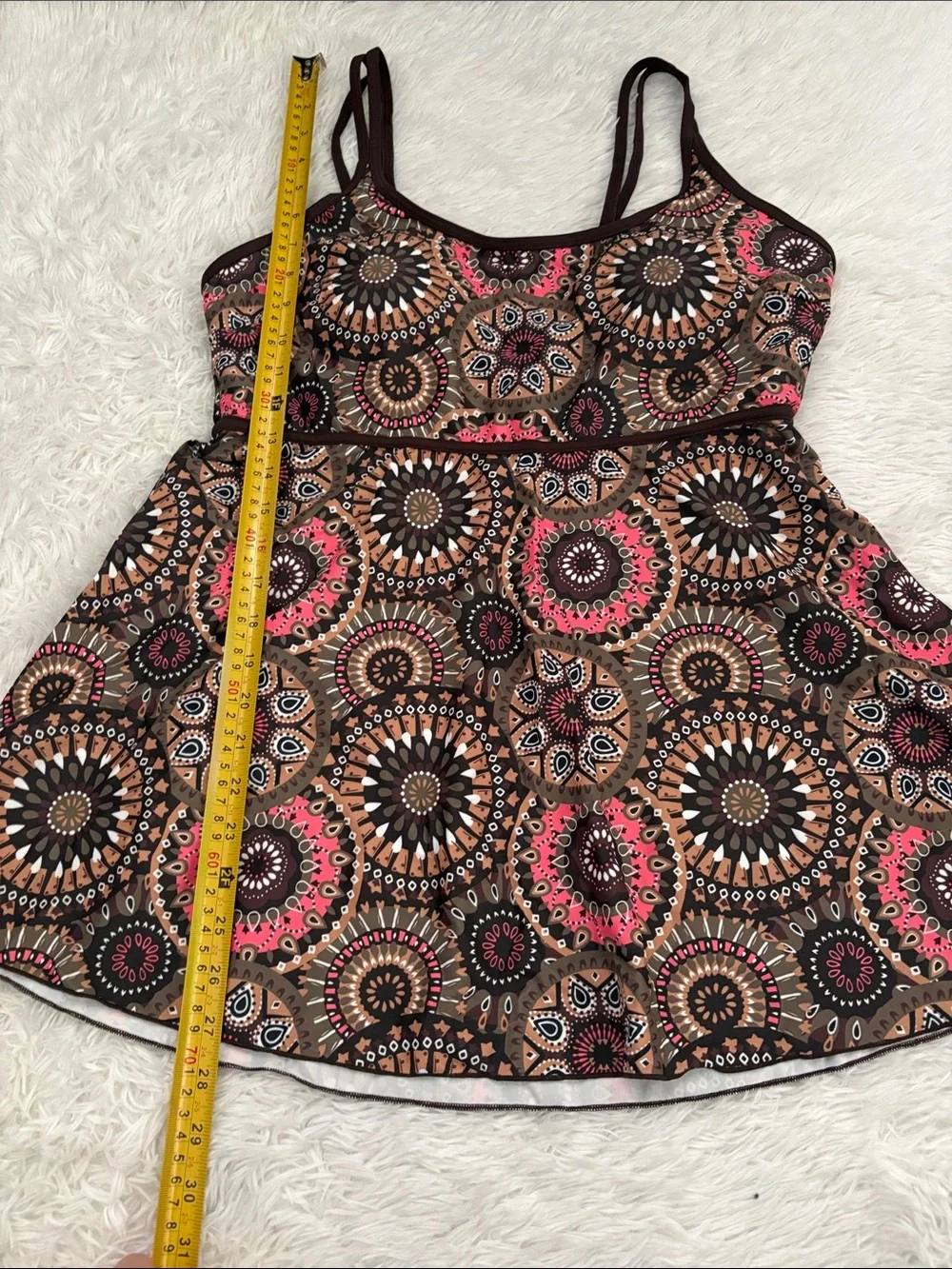 NEW Brown Mandala Print Multi Color 2 Piece Tankini Swim Set Size 3XL